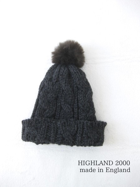 ☆美品☆イギリス製HIGHLAND2000☆ニットキャップ☆ウール素材☆チャコールグレー☆帽子☆拍卖
