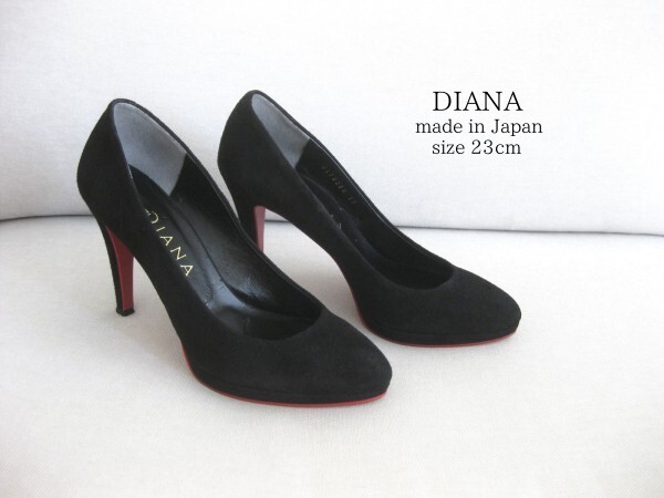 ☆DIANAダイアナ☆ヒールパンプス☆黒☆スエード☆23cm☆ポインテッド☆スエードパンプス☆拍卖