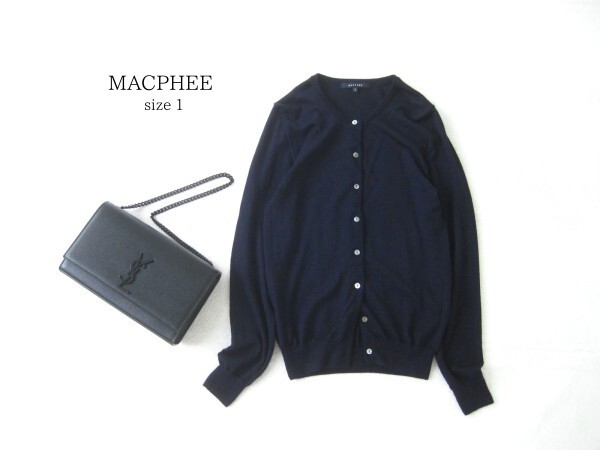 ☆トゥモローランドMACPHEE☆カーディガン☆長袖☆NAVY☆1(S)☆ウール素材☆クルーネック☆マカフィー☆美品☆拍卖