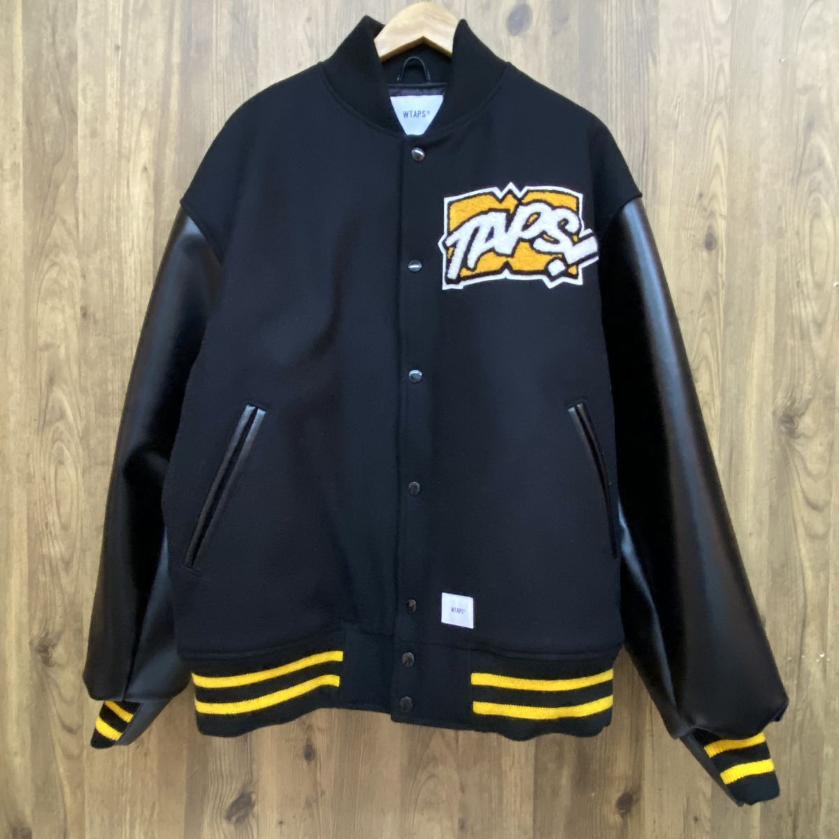 tu130 WTAPS ダブルタップス Varsity Jacket Wool スタジャン ジャケット アウター サイズ X03 ブラック メンズ ※中古 【津山店】拍卖
