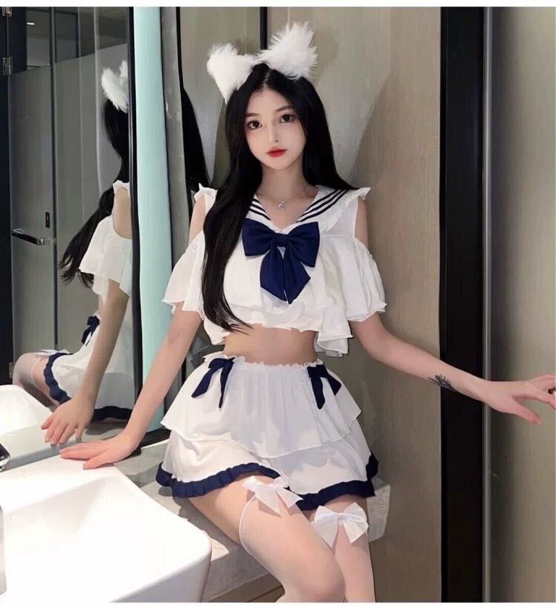 最新作【1204】白x青 超セクシー 学生風 ミニスカ レディース ランジェリー ベビードール エロ コスプレ レオタード コスチューム拍卖