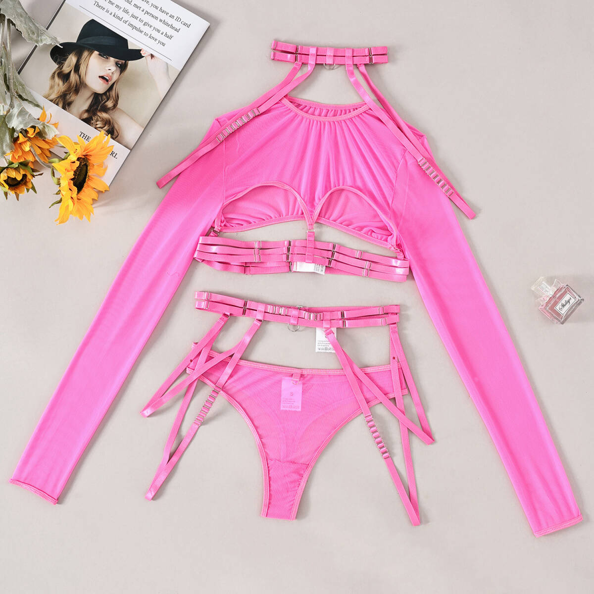 今季最新作【23361】Lサイズ ピンク 超セクシー下着 レディース ガーターランジェリー ベビードール エロ ゴージャス コスプレ 首輪 長袖拍卖