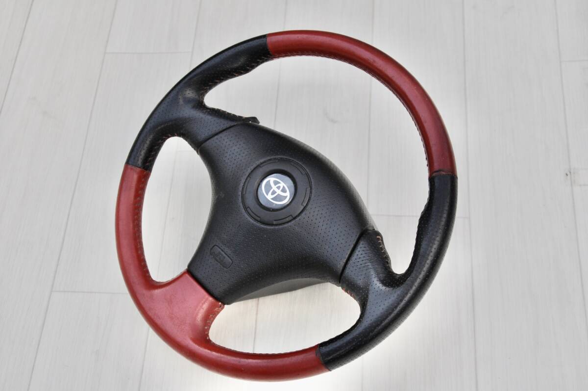 TOYOTA セリカ 純正 赤/黒 レッド/ブラックレザーステアリング レッドステッチ JDM MR-S TRD拍卖