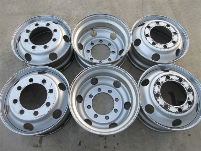 送料無料 美品 大型スチール JIS 球面座 22.5×8.25 8穴 6本セット 旧型バス トラクタヘッド等拍卖