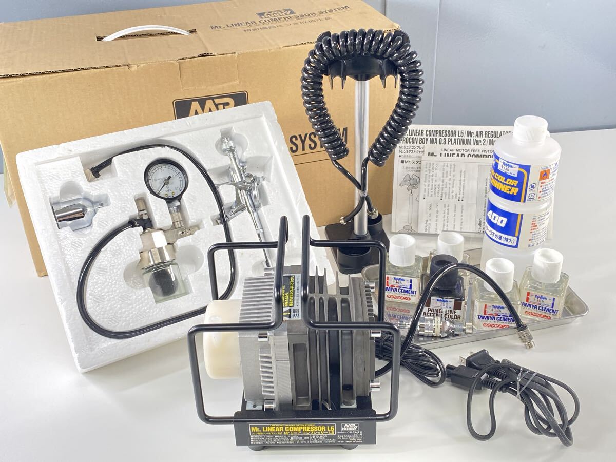 ★ GSIクレオス ミスターホビー Mr.リニアコンプレッサーL5 トリガータイプ エアブラシ 塗装 エアー LWAセット HOBBY 現状品 管理KA619拍卖