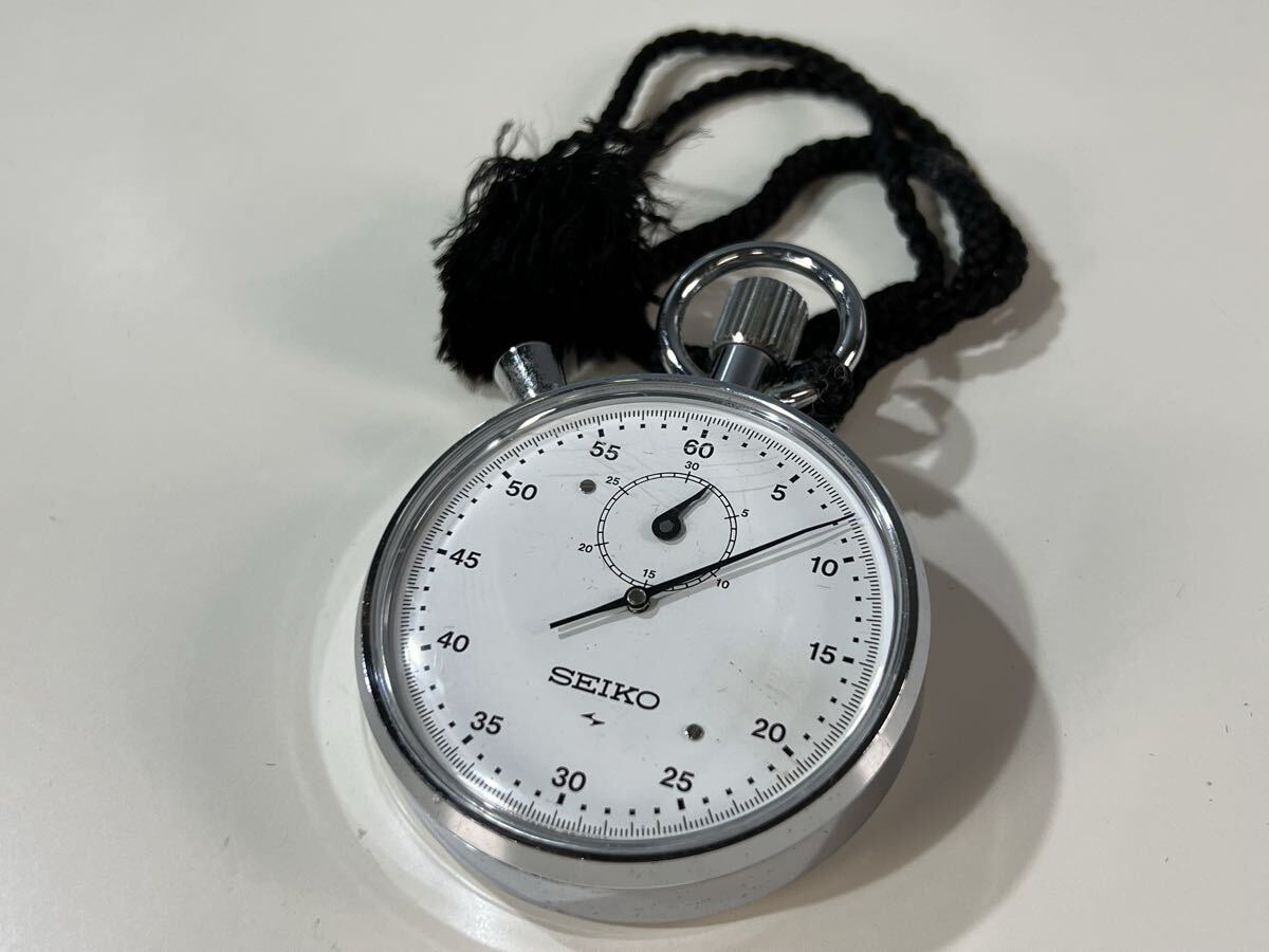 ◆動作確認済み SEIKO セイコー 機械式 ストップウォッチ 88-5061 手巻き アナログ ヴィンテージ レトロ ホワイト文字盤 現状品 管理KA660拍卖