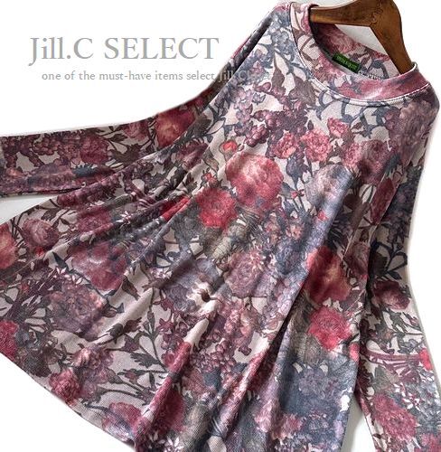 新品【送料185円】伸縮◎アンティークフラワーpt*スタイルカバー◎ストレッチカット エステル素材*プルオーバー* チュニック7727.BGMIX拍卖