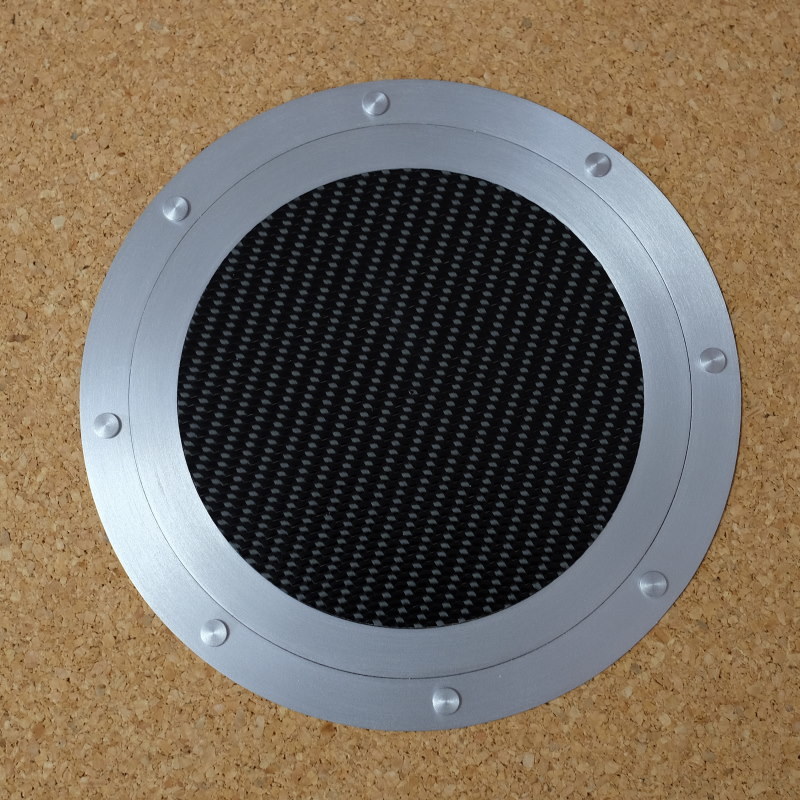 ダイハツ コペン L880K 専用 フューエルリッド (給油口) アルミパネル type1 ブラック カーボン 平リベット仕様 ヘアライン仕上げ拍卖