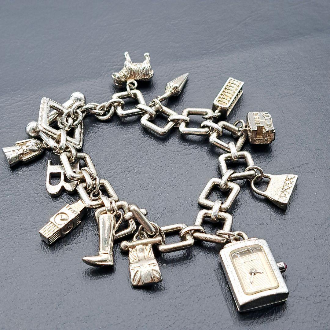 希少 BURBERRY バーバリー 時計 ブレスレット 腕時計 防水 Ag925 シルバー 電池交換済拍卖
