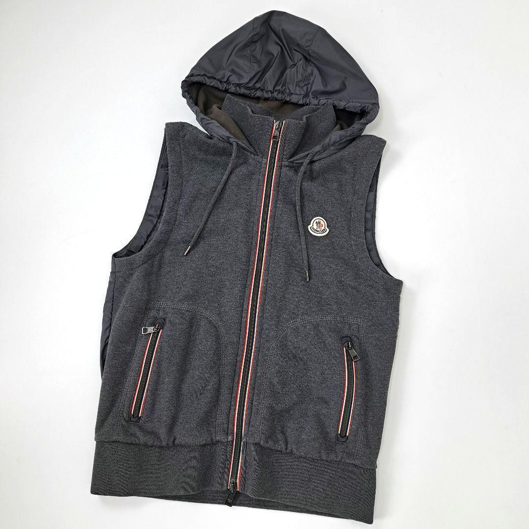 正規品 モンクレール MONCLER コットン×ナイロン切替 ベスト 異素材 メンズ レディース 男女兼用 フード ロゴ ワッペン M拍卖