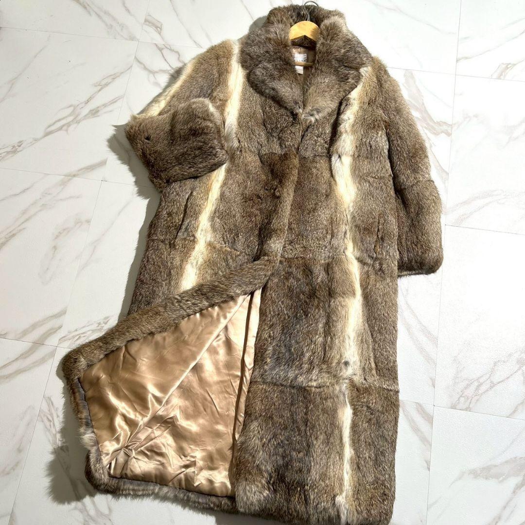 美品★極上 CELINE セリーヌ ゴージャス ラビットファー ロングコート 上着 毛皮 リアルファー 留め具あり L拍卖