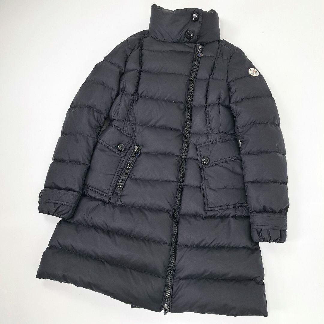 正規品☆MONCLER モンクレール ダウンコート Aライン ロング丈 ワッペン レディース 0 ブラック 黒 ダウンジャケット拍卖