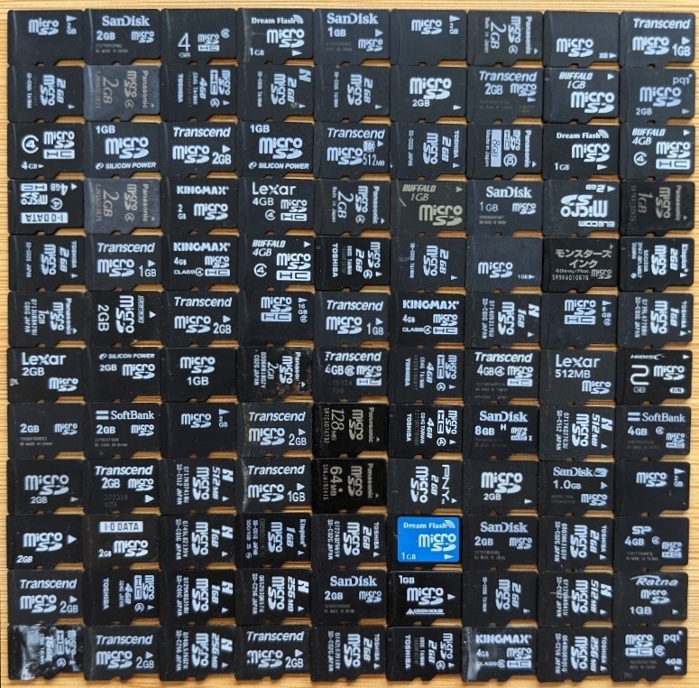 microSDカード 108個 まとめセット au softbank sandisk 容量色々 現状動作品 ガラケー スマホ デジカメ ビデオカメラ等 未フォーマット拍卖