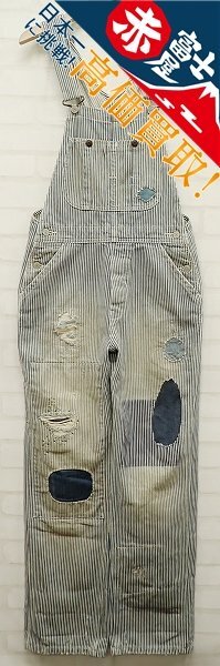 4P1104/DENIM&SUPPLY クラッシュ&リペア加工ヒッコリーストライプオーバーオール デニム&サプライ パンツ レディース拍卖