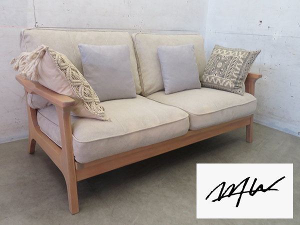 ■P209■美品■WTW■TISMO SOFA/ティズモソファ■2シーター/2人掛けソファ■西海岸スタイル■オーク無垢材■クッション■23.6万~拍卖
