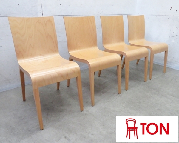 ■P219■美品■TON/トン■SIMPLE/シンプルチェア■ビーチ材■プライウッド■ダイニングチェア■4脚セット■曲木家具■拍卖