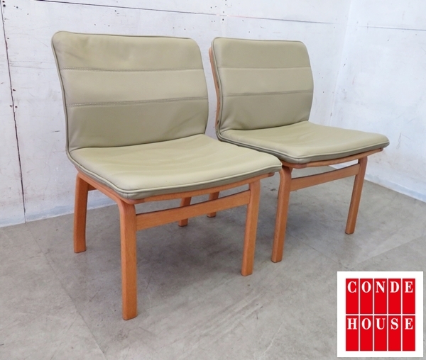 ■P114■美品■CONDEHOUSE/カンディハウス■ラベンダー■本革■ナラ材■ダイニングチェア■2脚セット■北欧モダンスタイル■21万円拍卖