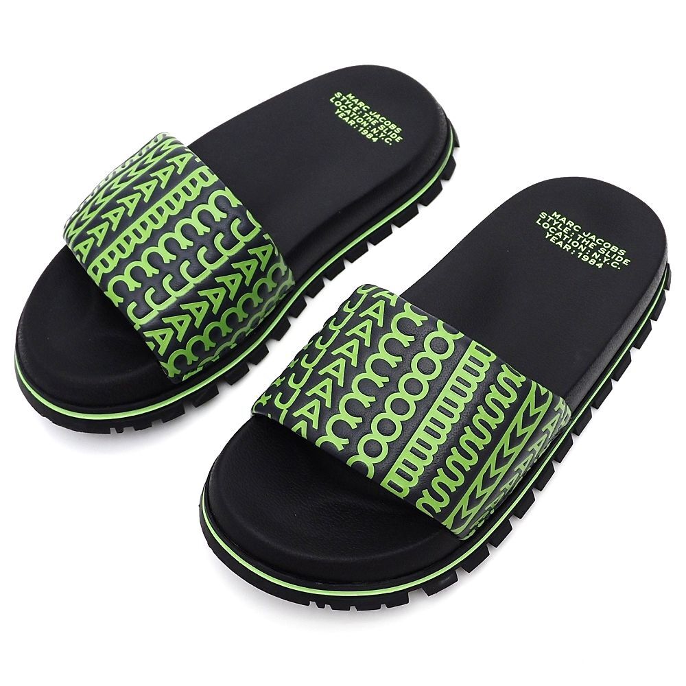F06184Q 超美品 MARC JACOBS/THE SLIDE ラムレザー サンダル 【サイズ:36(23cm)】 ブラック マークジェイコブス レディース拍卖