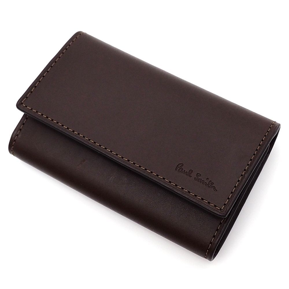 I06141 未使用品 Paul Smith/レザーキーケース ダークブラウン 4連 ポールスミス BPS630 メンズ拍卖