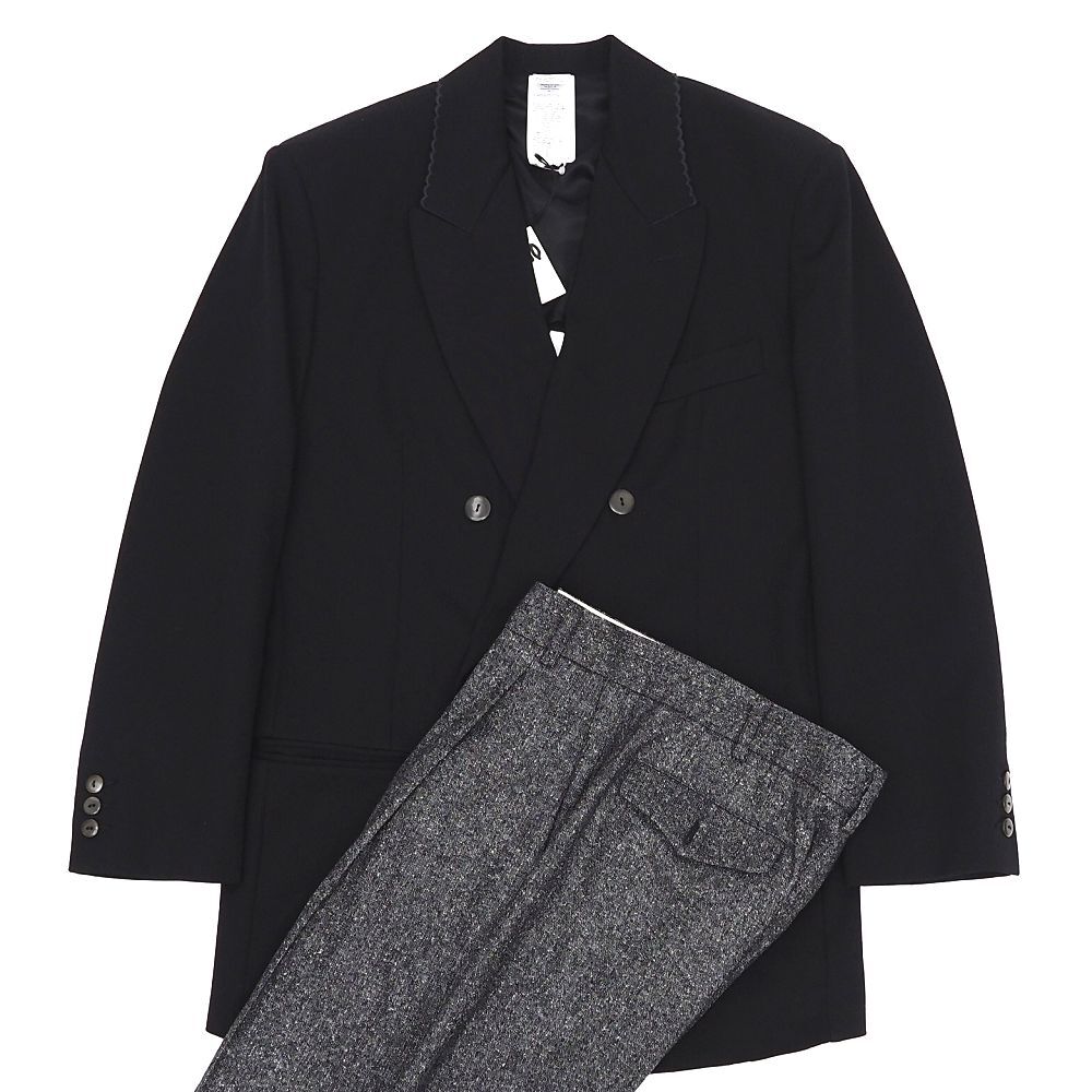 I06226 未使用品 MAGLIANO/セットアップ 【サイズ:S】 ブラック/チャコール 定価225500円 ジャケット パンツ スーツ マリアーノ メンズ拍卖