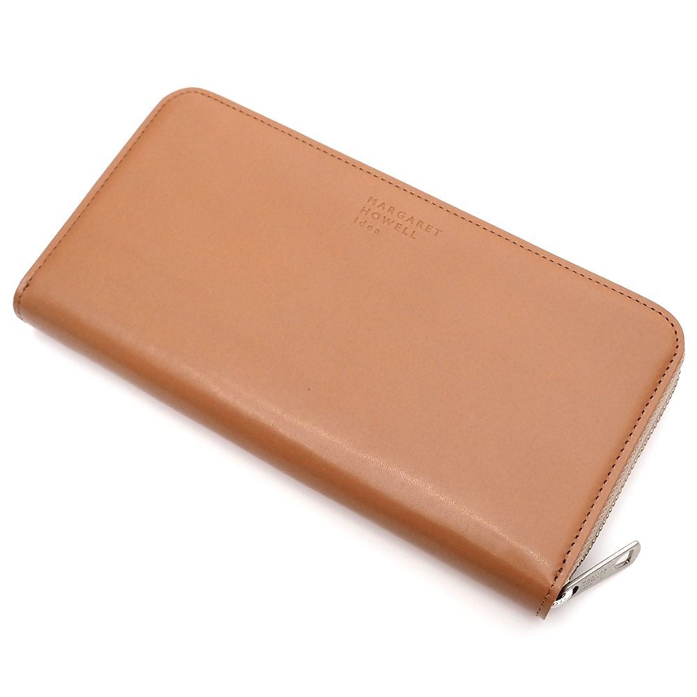 E06649 未使用品 MARGARET HOWELL idea/ラウンド レザーウォレット 長財布 ピンクベージュ マーガレットハウエル アイデア レディース拍卖