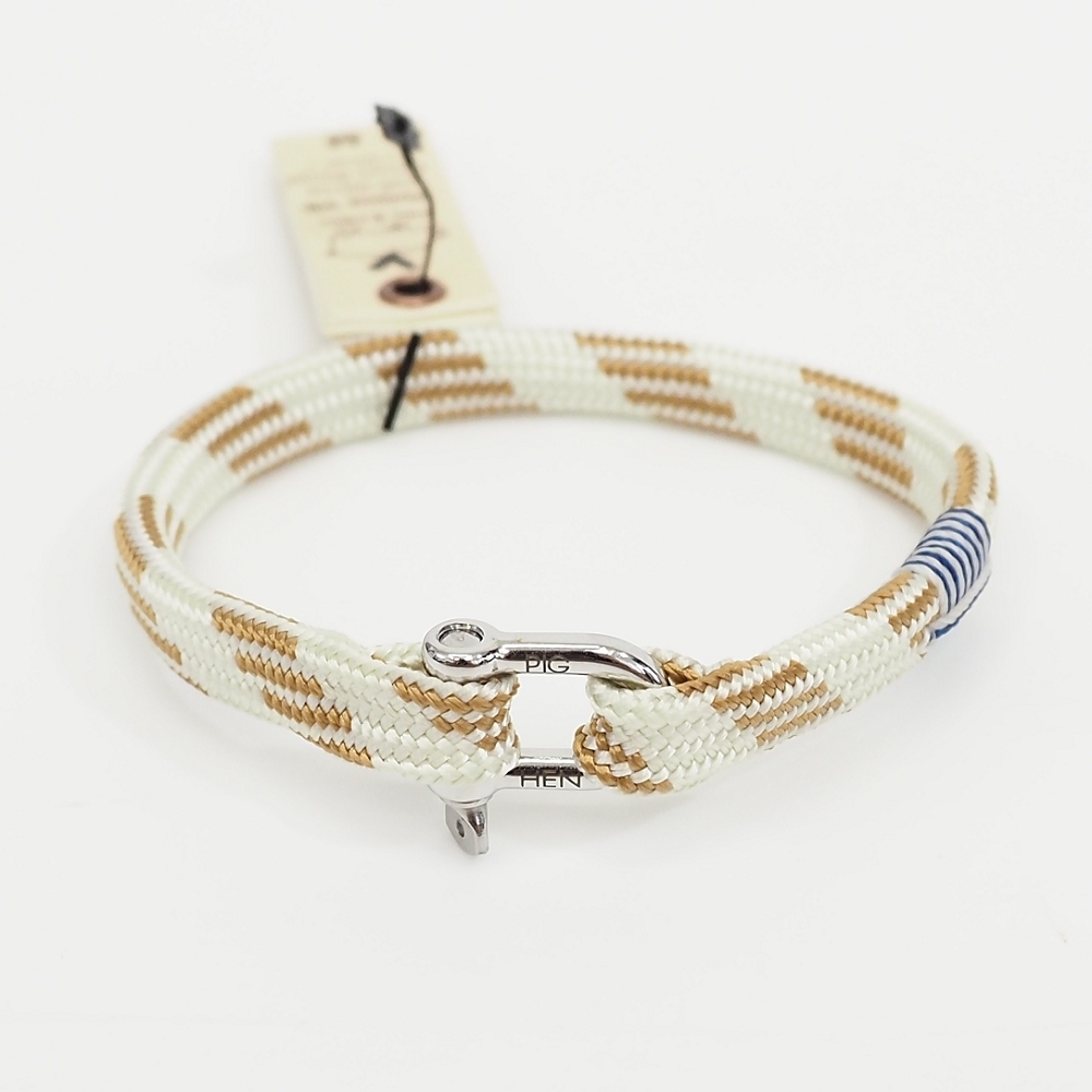 J06127 未使用品 PIG&HEN/ブレストレット 【サイズ:M(18cm)】 オフホワイト/ブラウンベージュ/シルバー ピッグアンドヘン メンズ拍卖