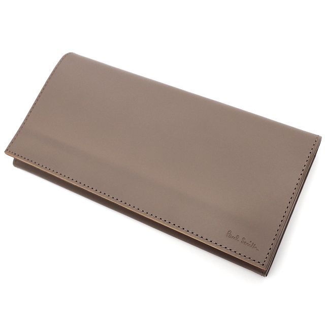 I06135 新品訳あり Paul Smith/ストライプカラードエッジ レザーウォレット 長財布 グレイッシュベージュ ポールスミス メンズ 拍卖