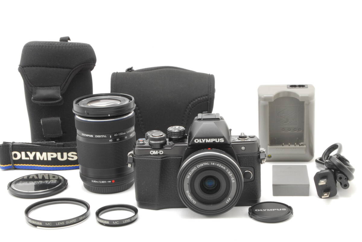 シャッター数 1300回台 美品 オリンパス OLYMPUS OM-D E-M10 Mark II 2型 ミラーレスデジタル一眼カメラ 14-42mm 40-150mm レンズ拍卖