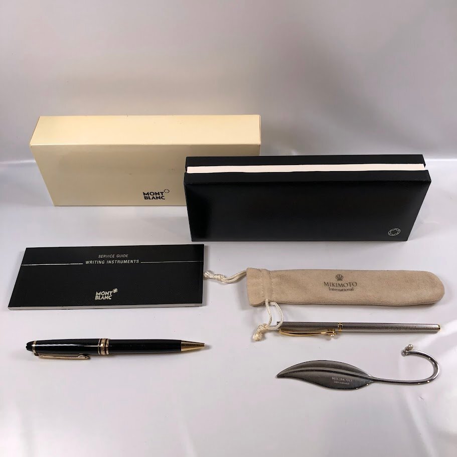 ■【買取まねきや】モンブラン マイスターシュテック ツイスト式 ミキモト パール付 ボールペン しおり 計3点■拍卖