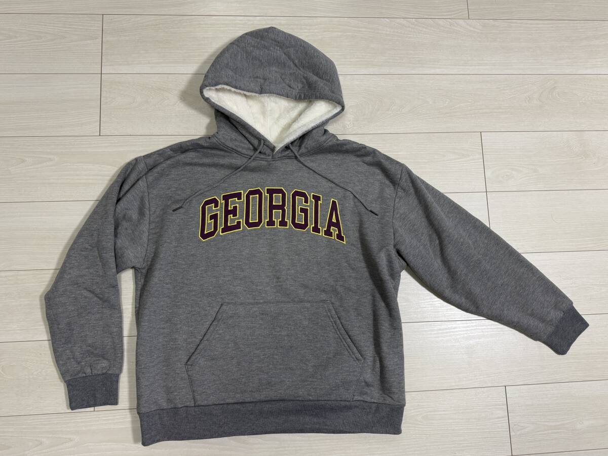 ★メンズ 裏ボア スウェット パーカー GEORGIA ジョージア カレッジロゴ LL グレー★拍卖