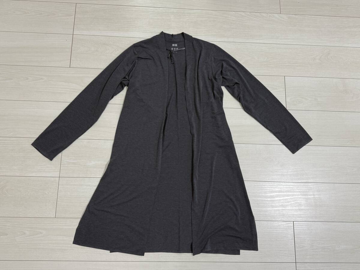 ★UNIQLO ユニクロ エアリズム シームレスUVカット ロングカーディガン S グレー 241-422808★拍卖