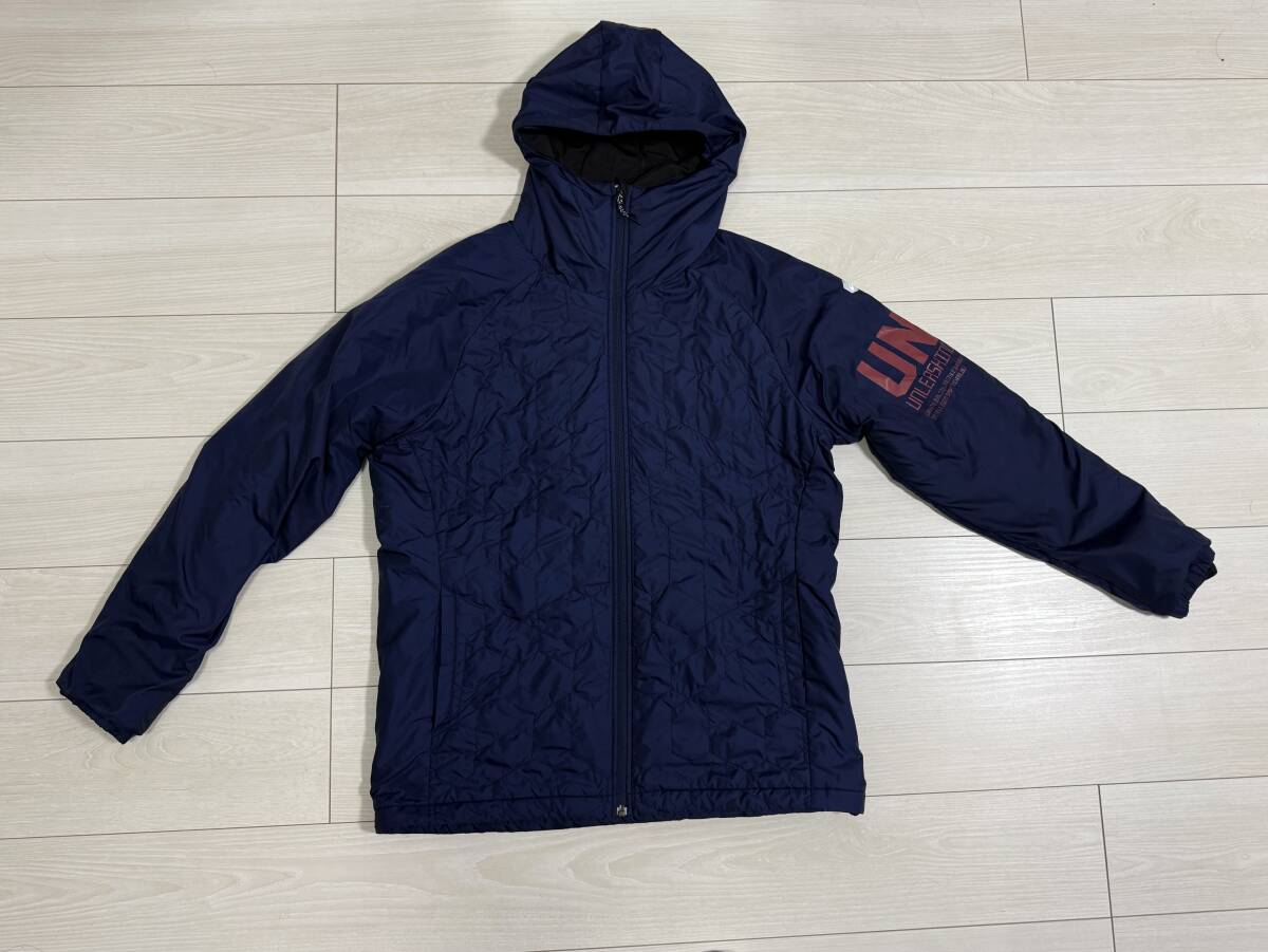 ★アシックス asics A77 中綿ジャケット ウォーマーフーディー XLサイズ 紺 メンズ★拍卖