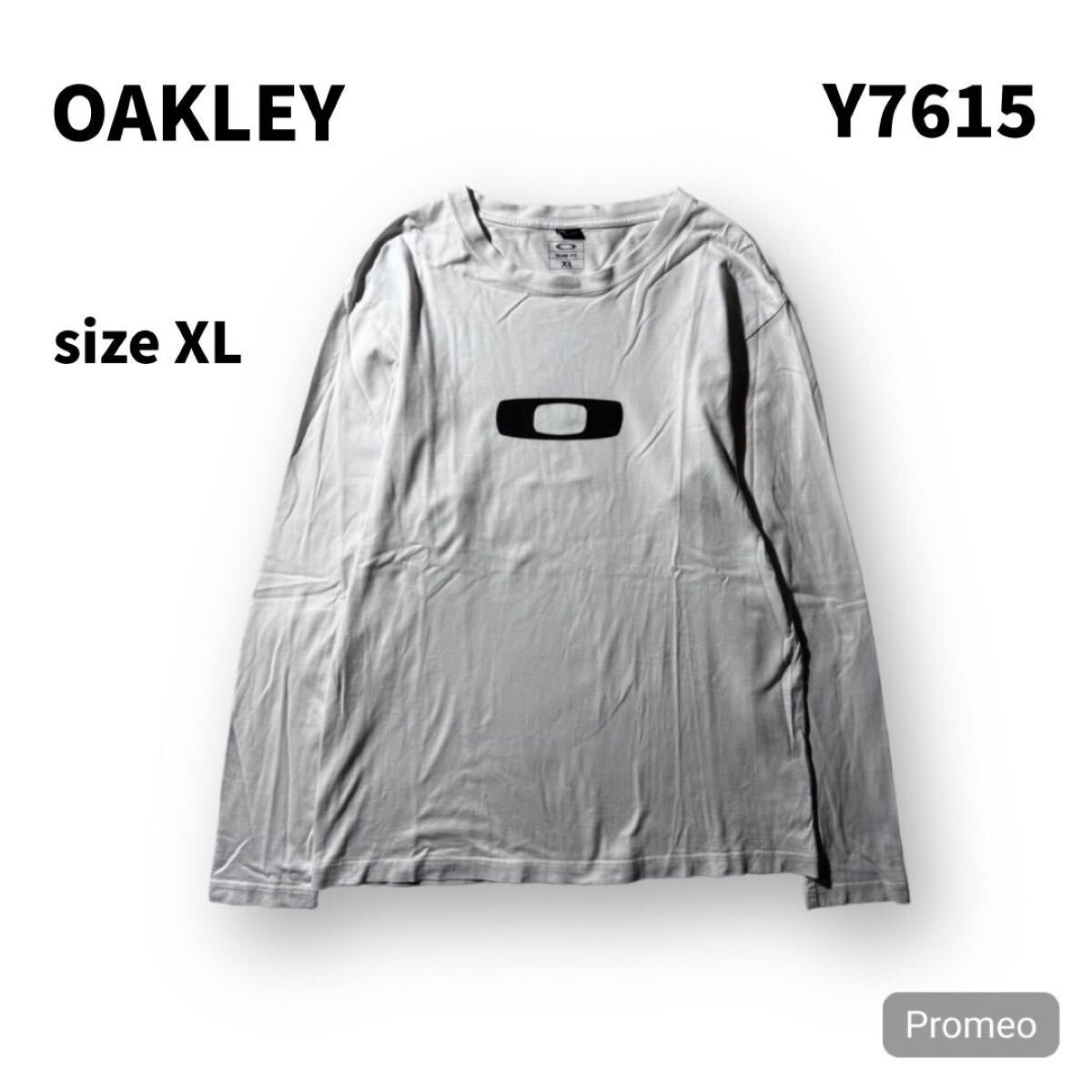 【Y7615】OAKLEY オークリー 長袖Tシャツ ロンT サイズXL ホワイト 白色 フロント プリントロゴ メンズ トップス 最落なし 古着拍卖
