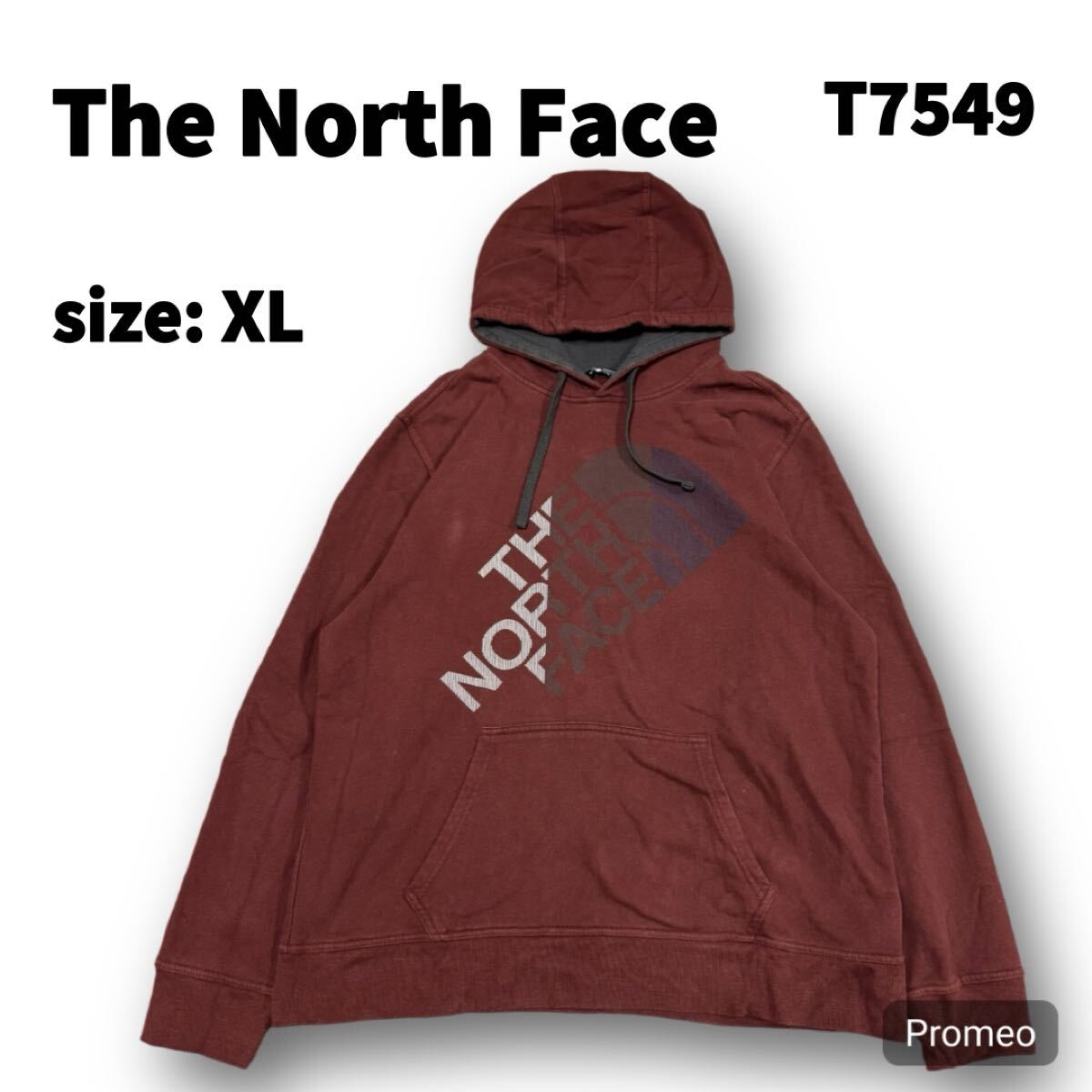 【T7549】THE NORTH FACE ザノースフェイス スウェット パーカー サイズXL レッド 赤 メンズ トップス 最落なし 古着拍卖