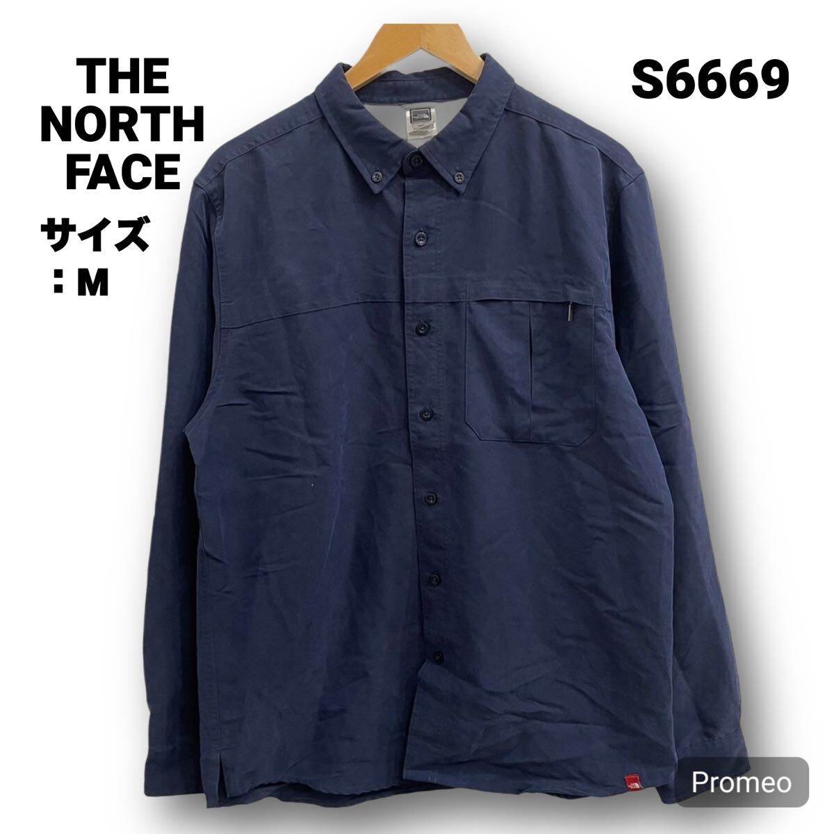 【S6669】 THE NORTH FACE ザノースフェイス 長袖シャツ モダール ワークシャツ サイズM ネイビー 紺 ボタンダウン メンズ トップス拍卖