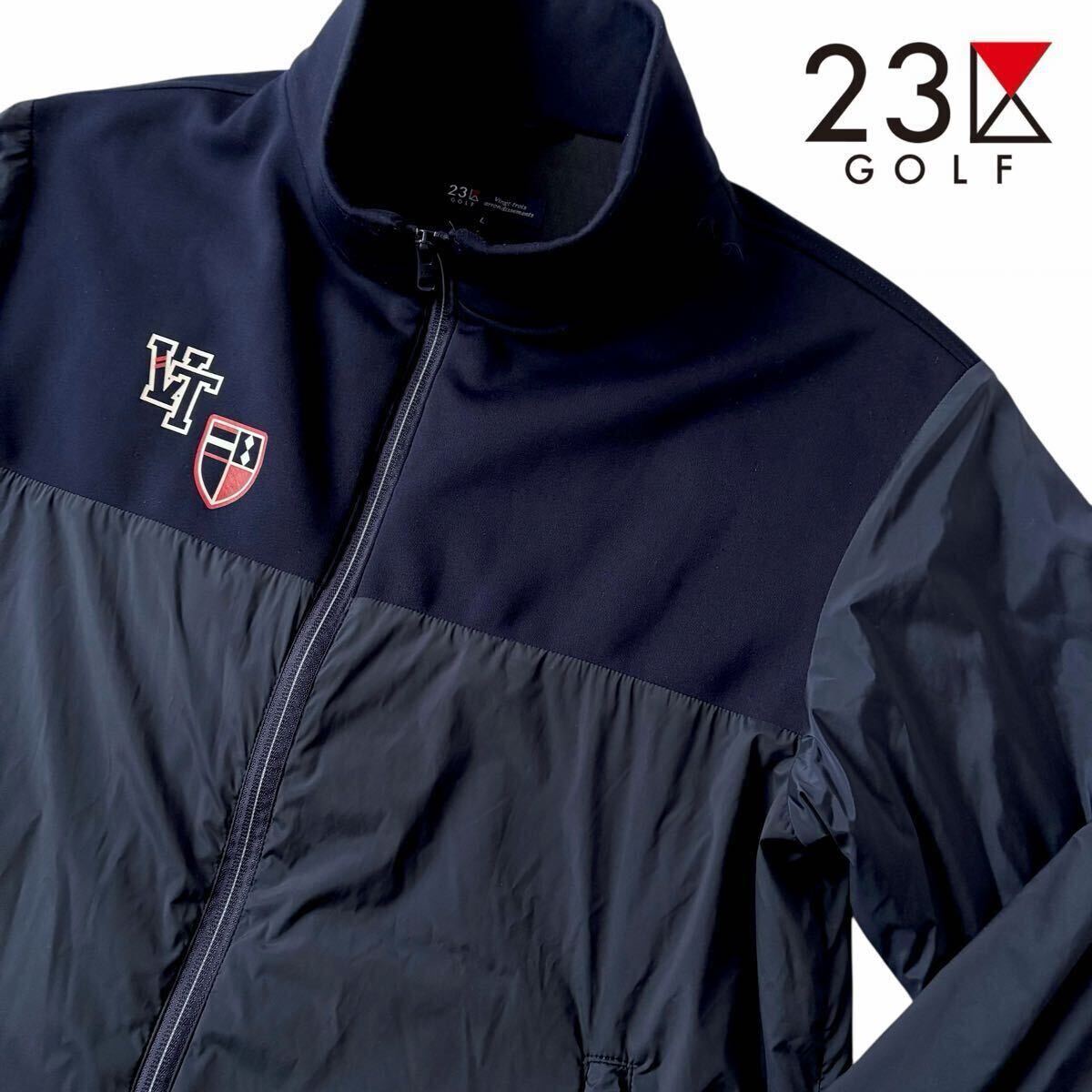 23区ゴルフ 23区 GOLF フルジップ ジャケット L ネイビー ストレッチ スタンドカラー 防風 撥水 ジャケット オンワード樫山 ゴルフウェア拍卖