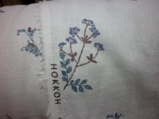 3m 綿麻シーチング 小花柄/薄いブルーグレー地拍卖