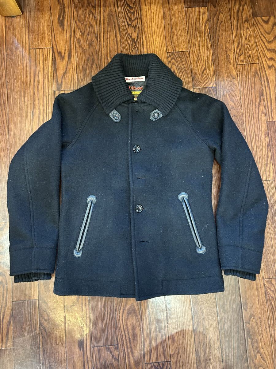 WILSON ウィルソン メルトンウール ドンキーコート スタジャン Pコート size36 サイズS ブラック ヒットユニオン スクーカム ショット拍卖