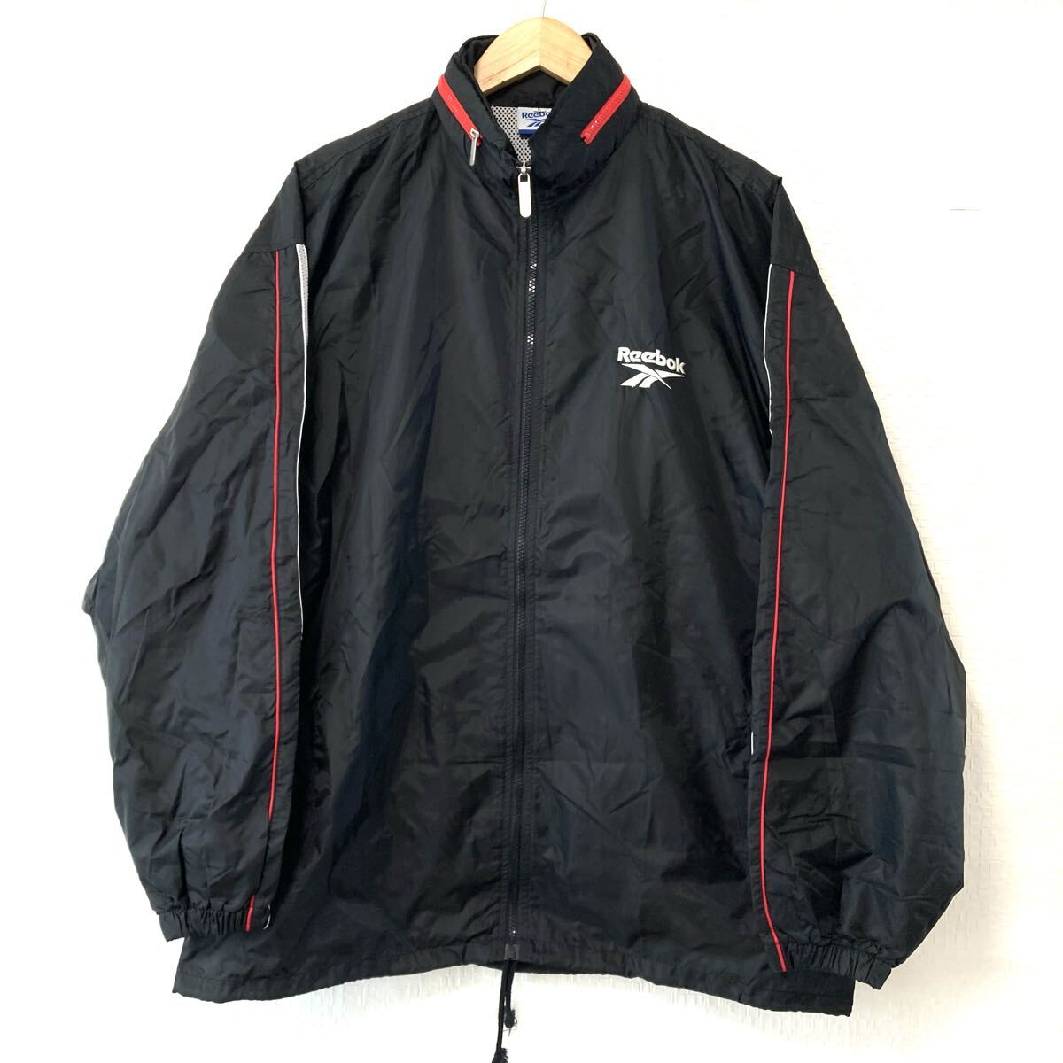 様々なスポーツに!【Reebok】リーボック ナイロン100% ウインドブレーカー ジャケット スポーツ ランニング ブラック メンズ L/Y36646UU拍卖