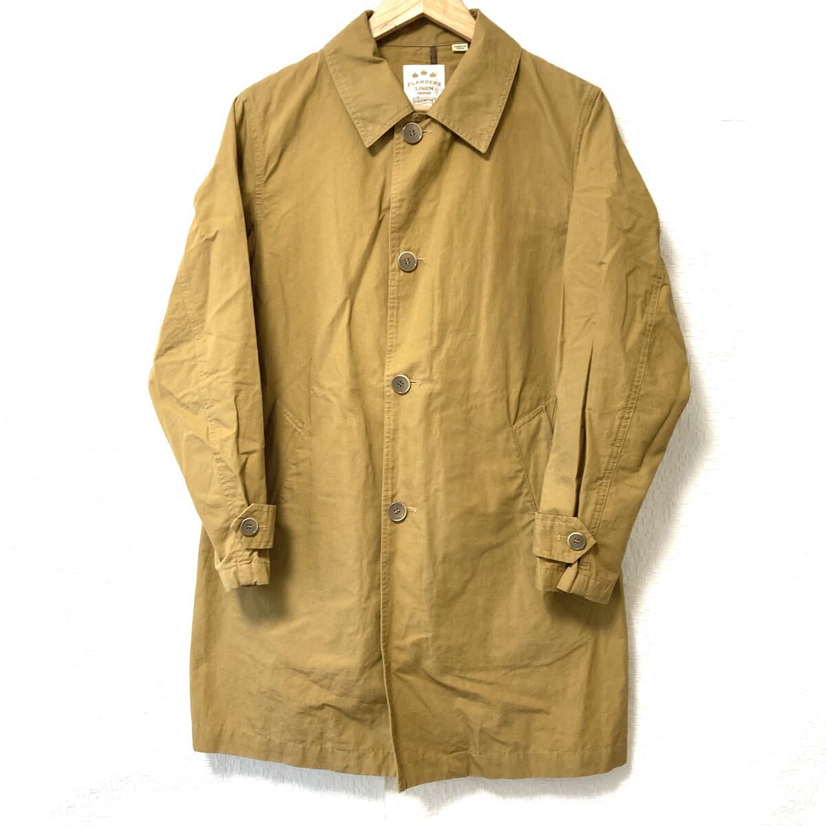 キレイめスタイルに!【relume】レリューム ジャーナルスタンダード コットン リネン ステンカラーコート ライトブラウン S/Y36675UU拍卖