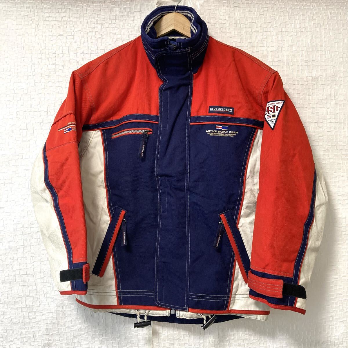 日本製◎【DESCENTE】デサント 中綿入り スノーウェア スキー ジャケット スノボ スノーボード 防寒 厚手 レッド×ネイビー S/Y36668UU拍卖