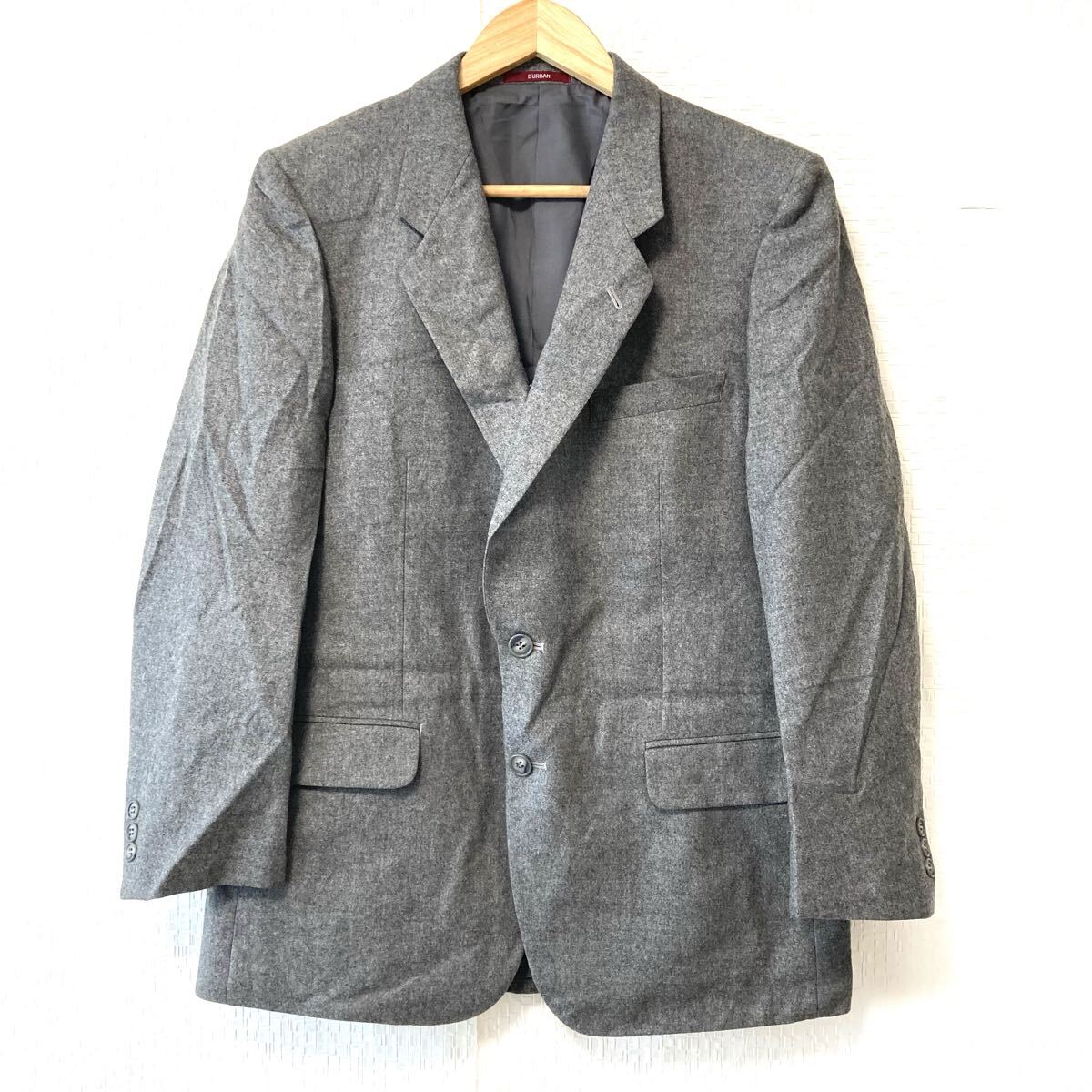 フォーマルな1着!【D'URBAN】ダーバン ウール100% テーラードジャケット ブレザー スーツ 通勤 グレー 紳士 サイズ96AB5/Y36690UU拍卖