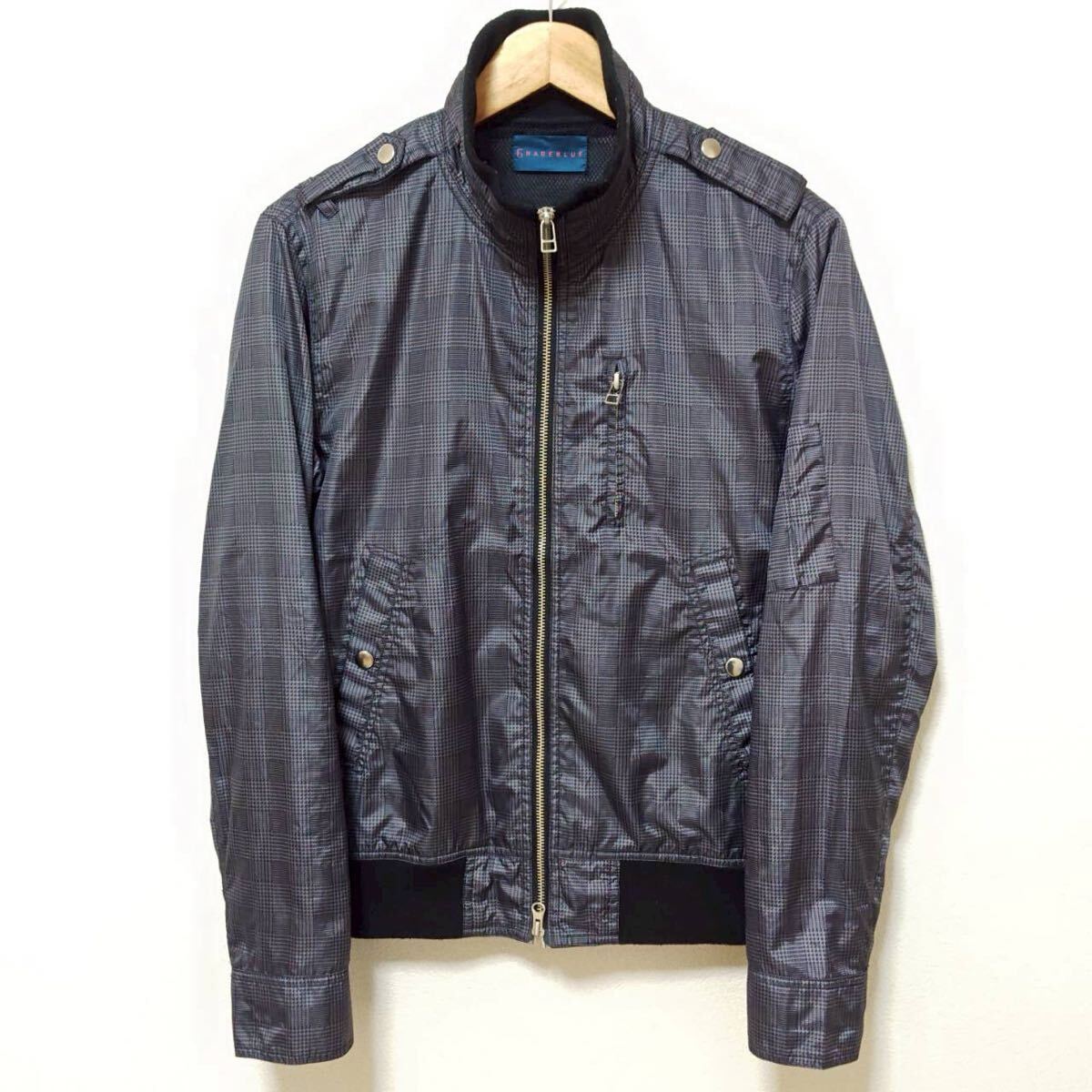 人気ブランド◎【RAGEBLUE】レイジブルー ブルゾン ジャンパー 千鳥格子 メッシュ 薄手 カジュアル メンズ ダークグレー サイズM/Y37011jF拍卖