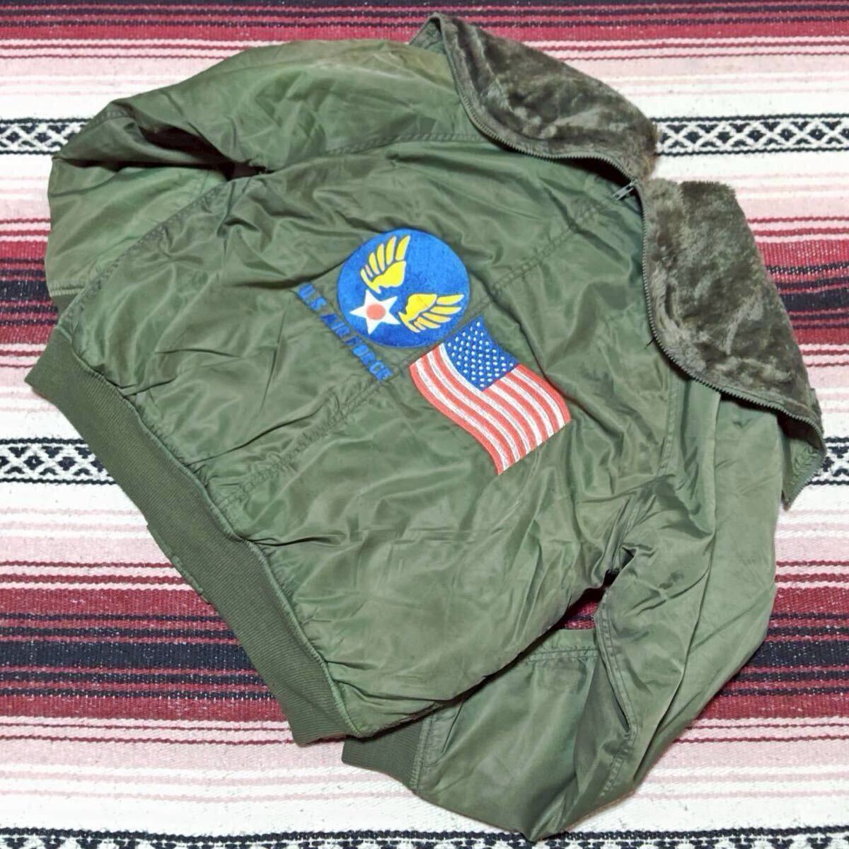 U.S.AIR FORCE 星条旗刺繍◎【N-2B】フライトジャケット アウター ミリタリー アメカジ 古着コーデ 90s 00s ビンテージ カーキ /Y37395ji拍卖