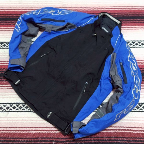 信頼のある国産ブランド◎【rs taichi】アールエス タイチ ナイロン ライダース ジャケット ライディング ツーリング 青 黒 L/Y37121j拍卖