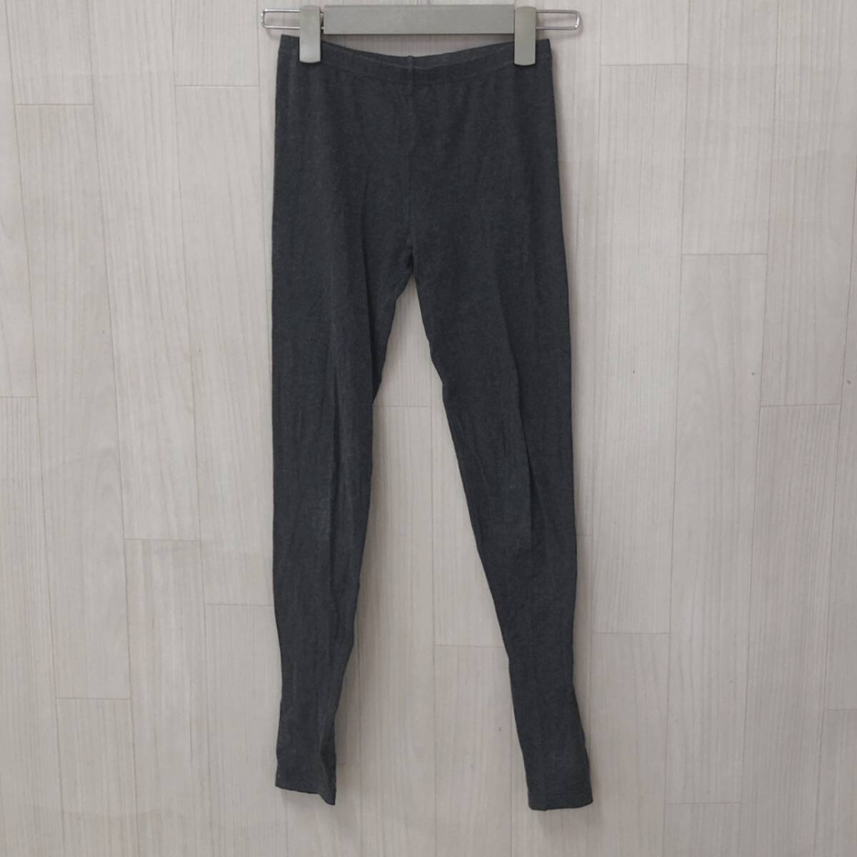 Y2374 MUJI 無印良品 レディース レギンス タイツ ロング丈 薄手 伸縮性あり ウエストゴム かかと穴あき M グレー 灰 無地 綿素材含柔らか 拍卖