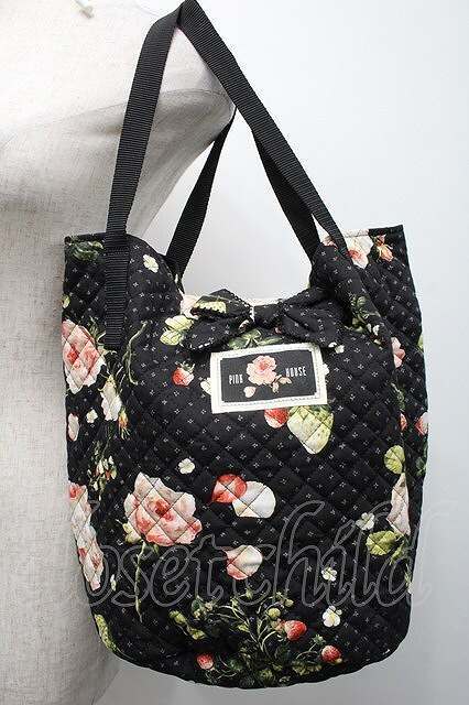 PINK HOUSE / ベリーローズ柄バケツバッグ 黒 S-25-09-25-030-LO-BG-AS-ZS拍卖