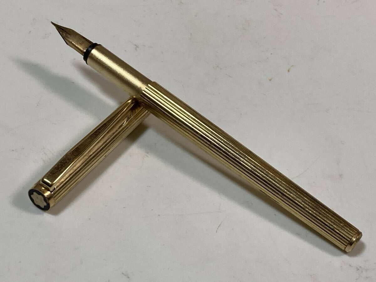 MONTBLANC モンブラン 万年筆 ゴールドストライプ ペン先585拍卖