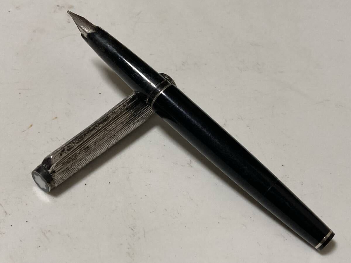 MONTBLANC モンブラン 万年筆 126 925 スターリングシルバー キャップ ペン先750 吸入式拍卖