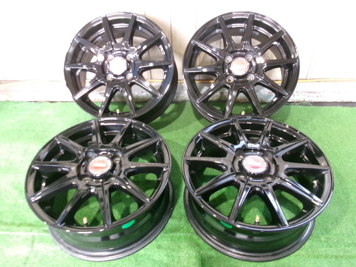 美品 社外 D.O.S 14インチ アルミホイール 14X5.5J+38 4H PCD100 ブラックホイール 4本セット Y7.0826拍卖